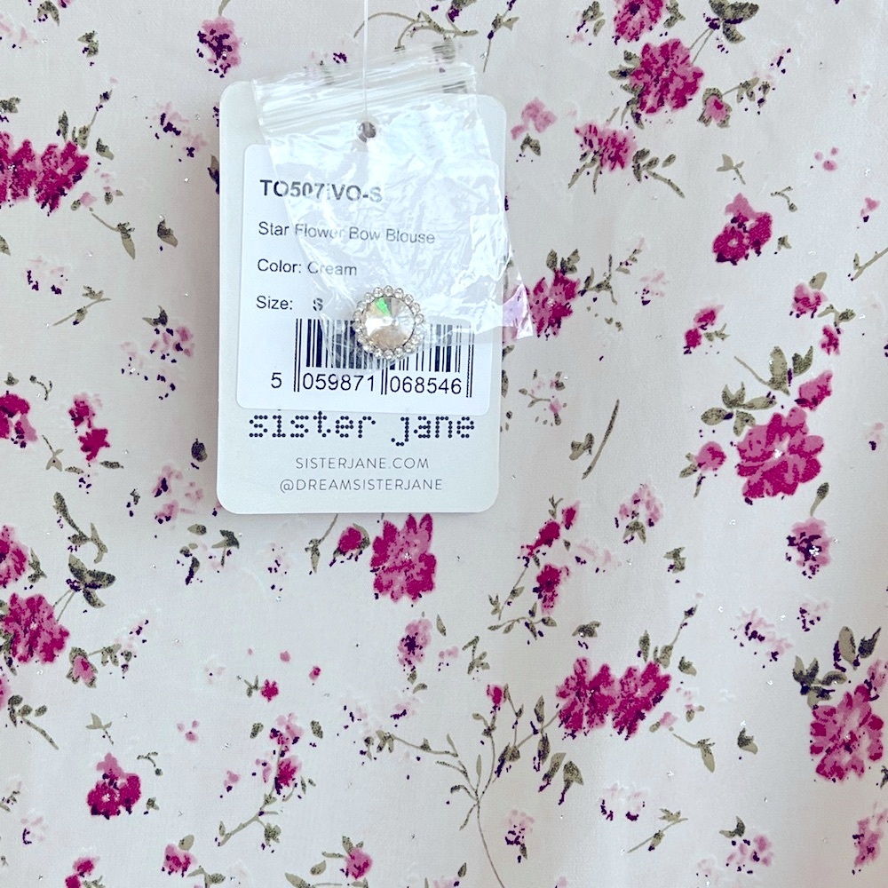 Sister Jane Star Flower Pussybow Blouse Ruffle Button Up Cottagecore Small New - Picture 7 of 9